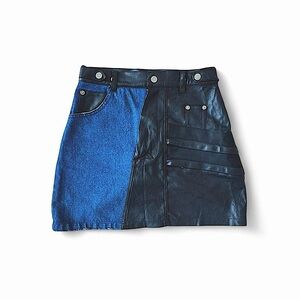 Maniere De Voir Faux leather/Denim Skirt